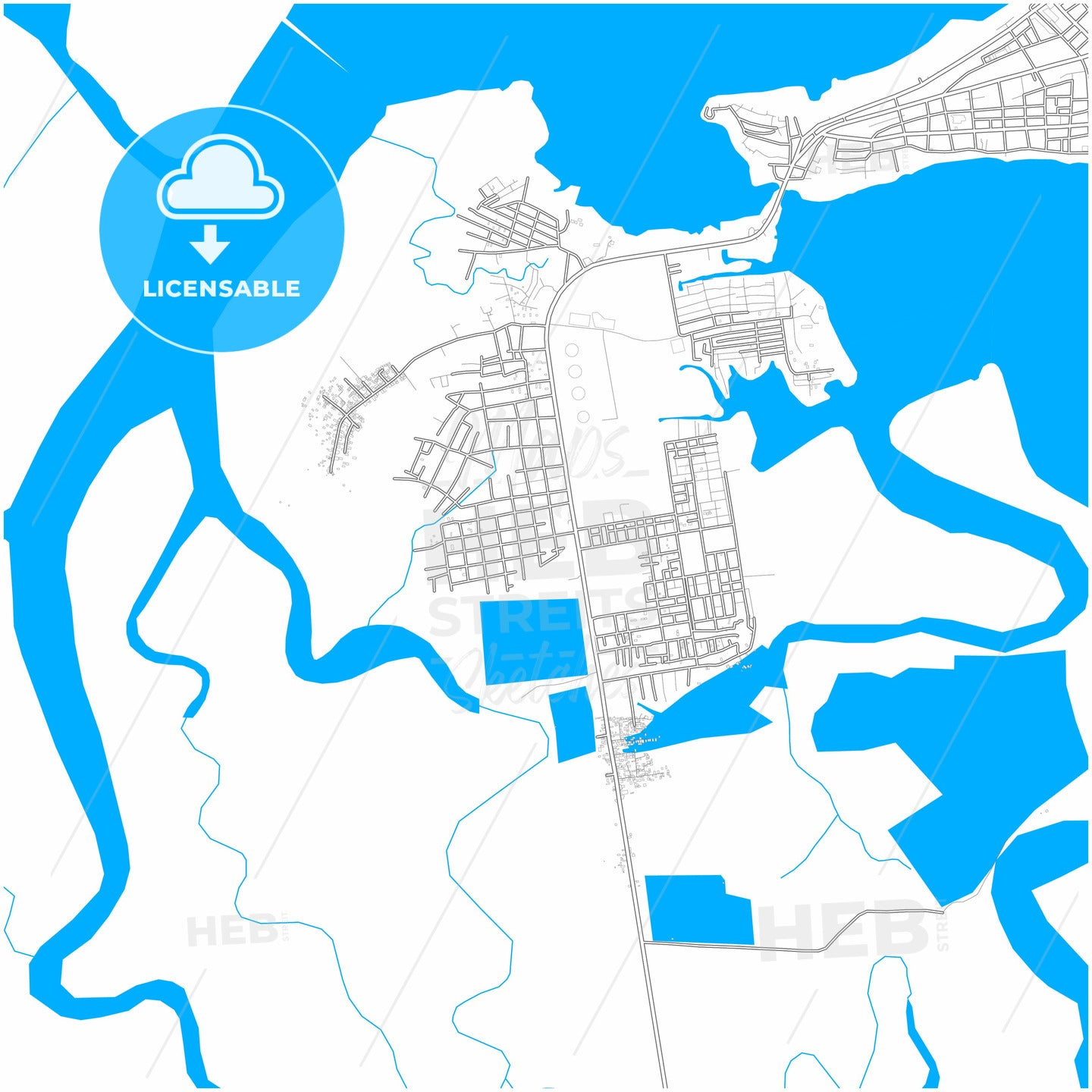 Tumaco, Colombia, city map with high quality roads.