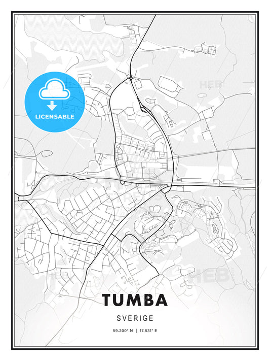 Tumba, Sweden, Modern Print Template in Various Formats - HEBSTREITS Sketches