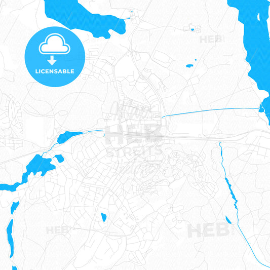 Tumba, Sweden PDF vector map with water in focus