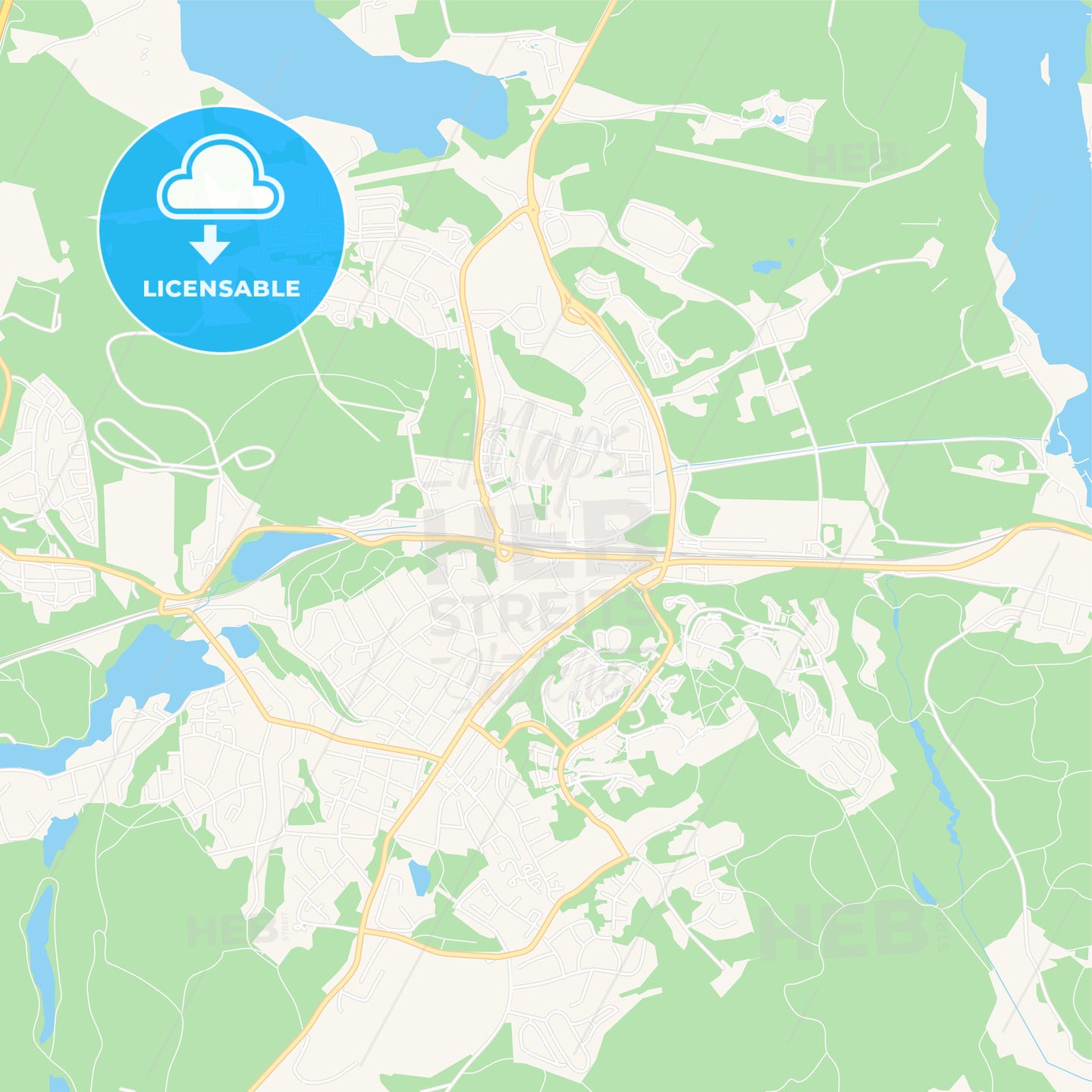 Tumba, Sweden Vector Map - Classic Colors