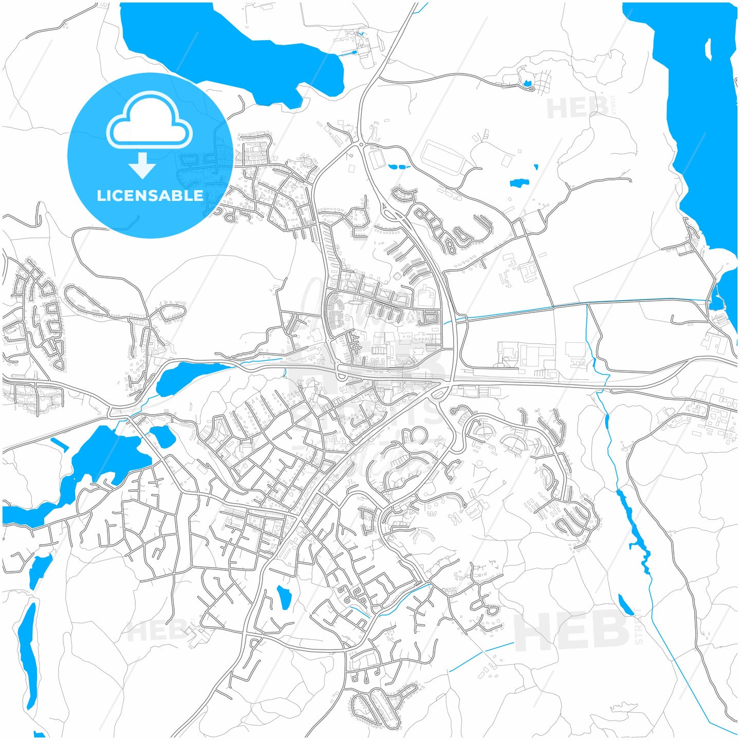 Tumba, Sweden, city map with high quality roads.