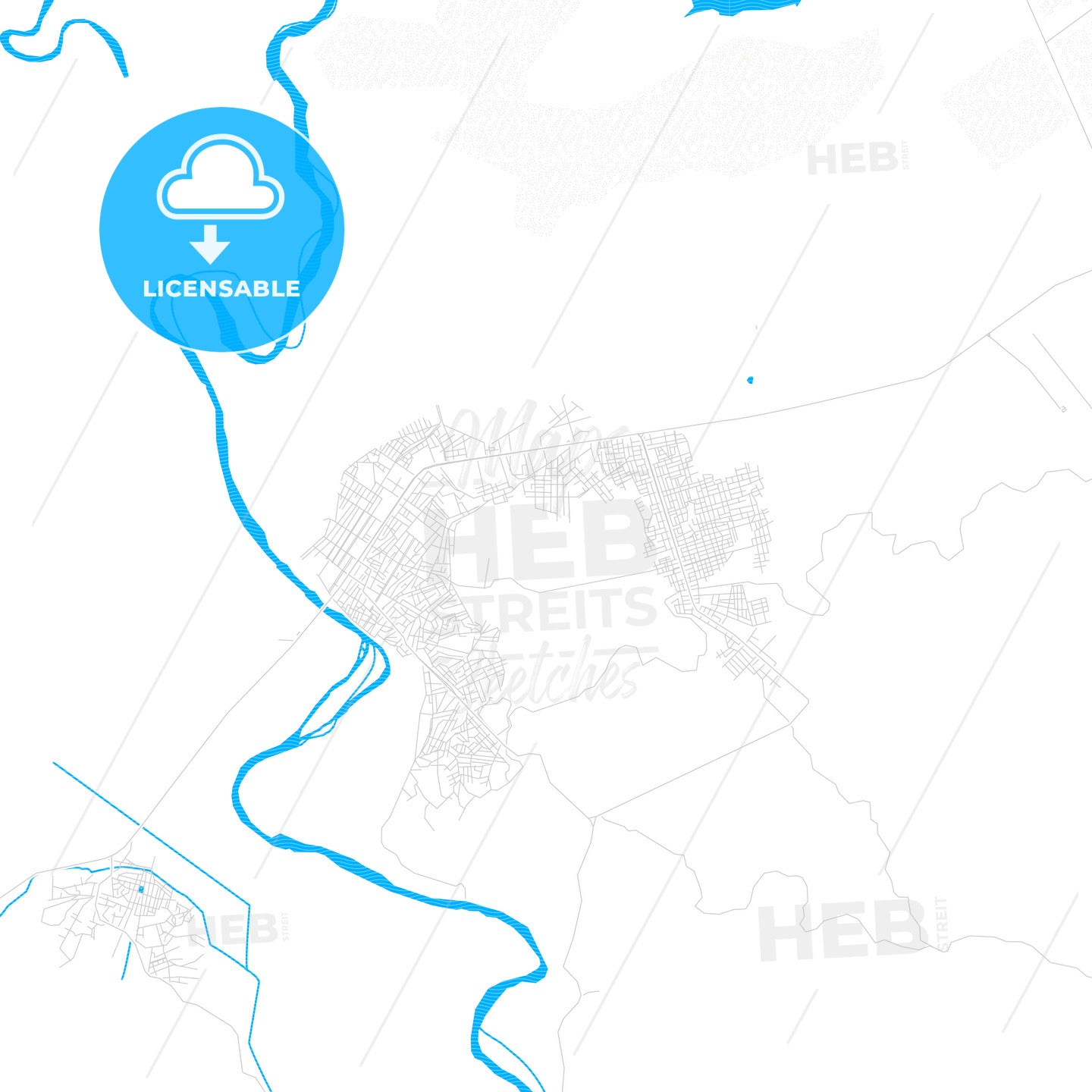 Tumbes, Peru PDF vector map with water in focus