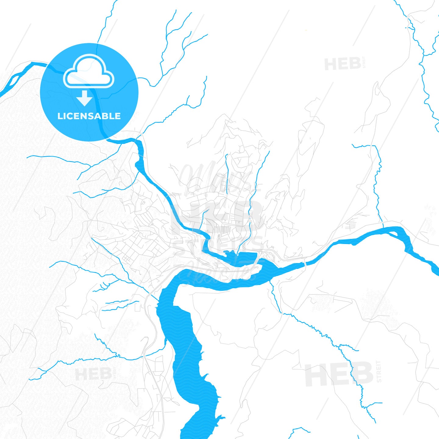 Tunceli, Turkey PDF vector map with water in focus