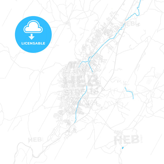Tunja, Colombia PDF vector map with water in focus