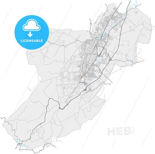 Tunja, Colombia, high quality vector map