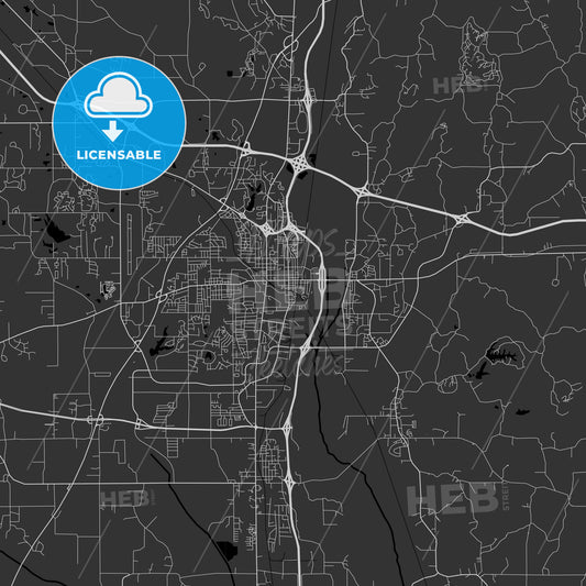 Tupelo, Mississippi - Area Map - Dark