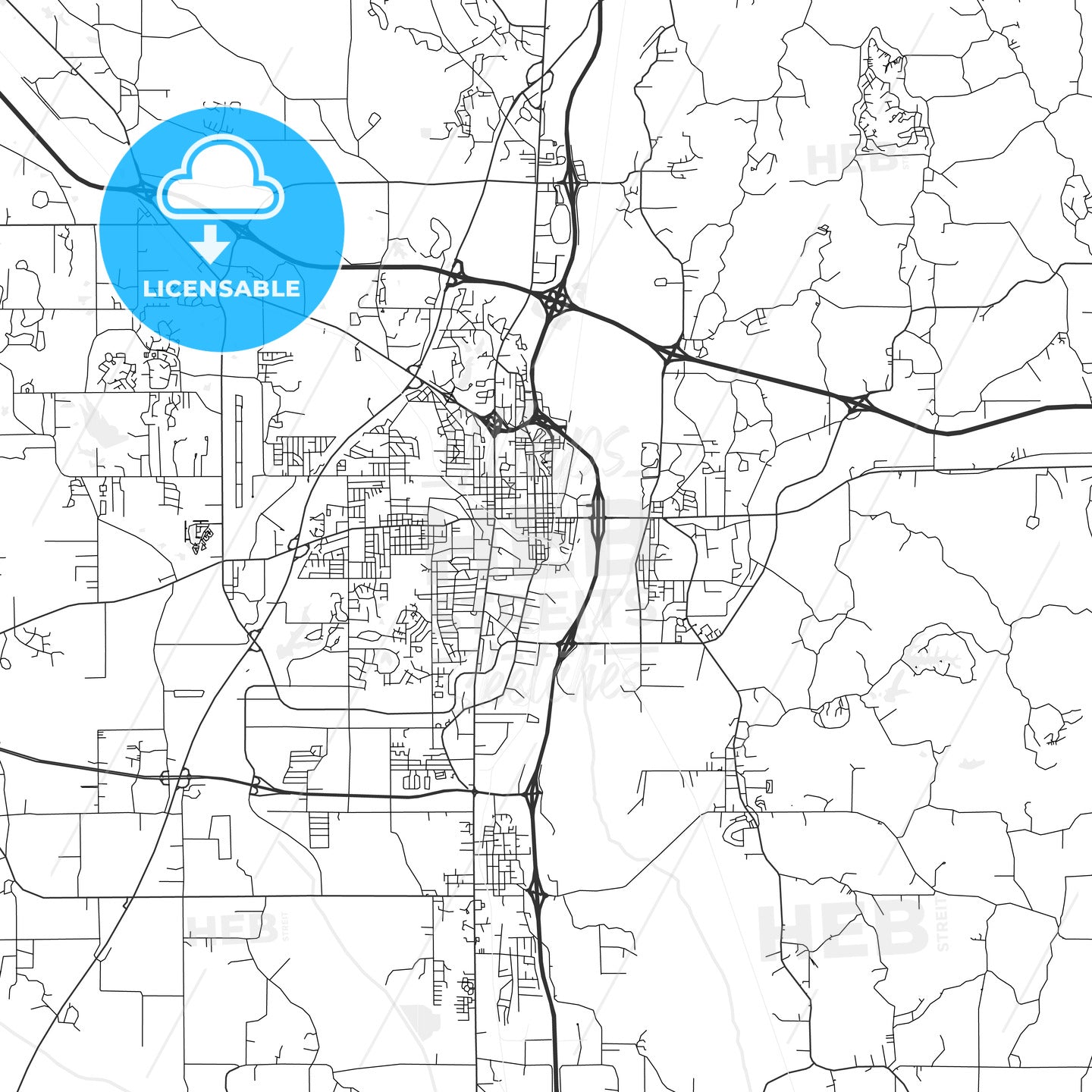 Tupelo, Mississippi - Area Map - Light - HEBSTREITS