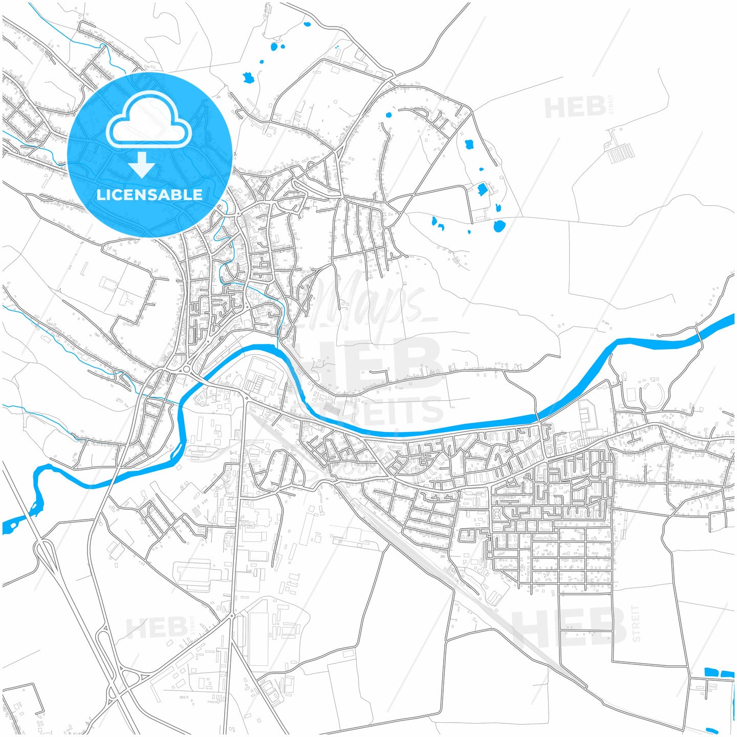 Turda, Cluj, Romania, city map with high quality roads.