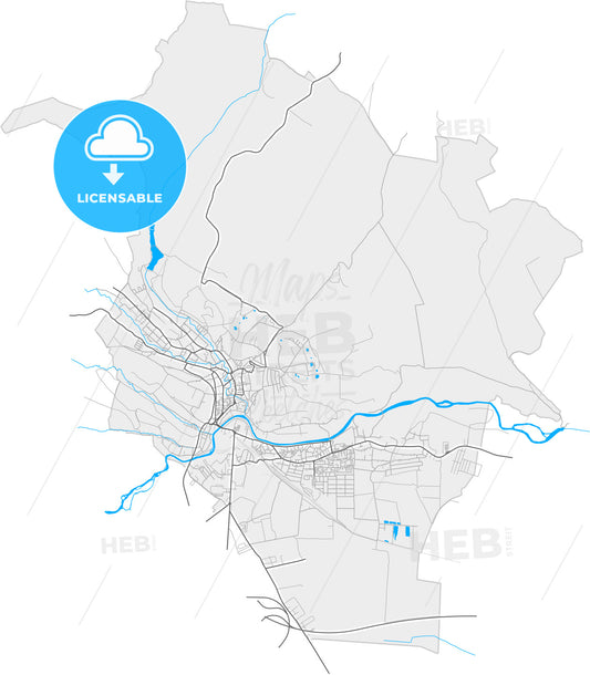 Turda, Cluj, Romania, high quality vector map