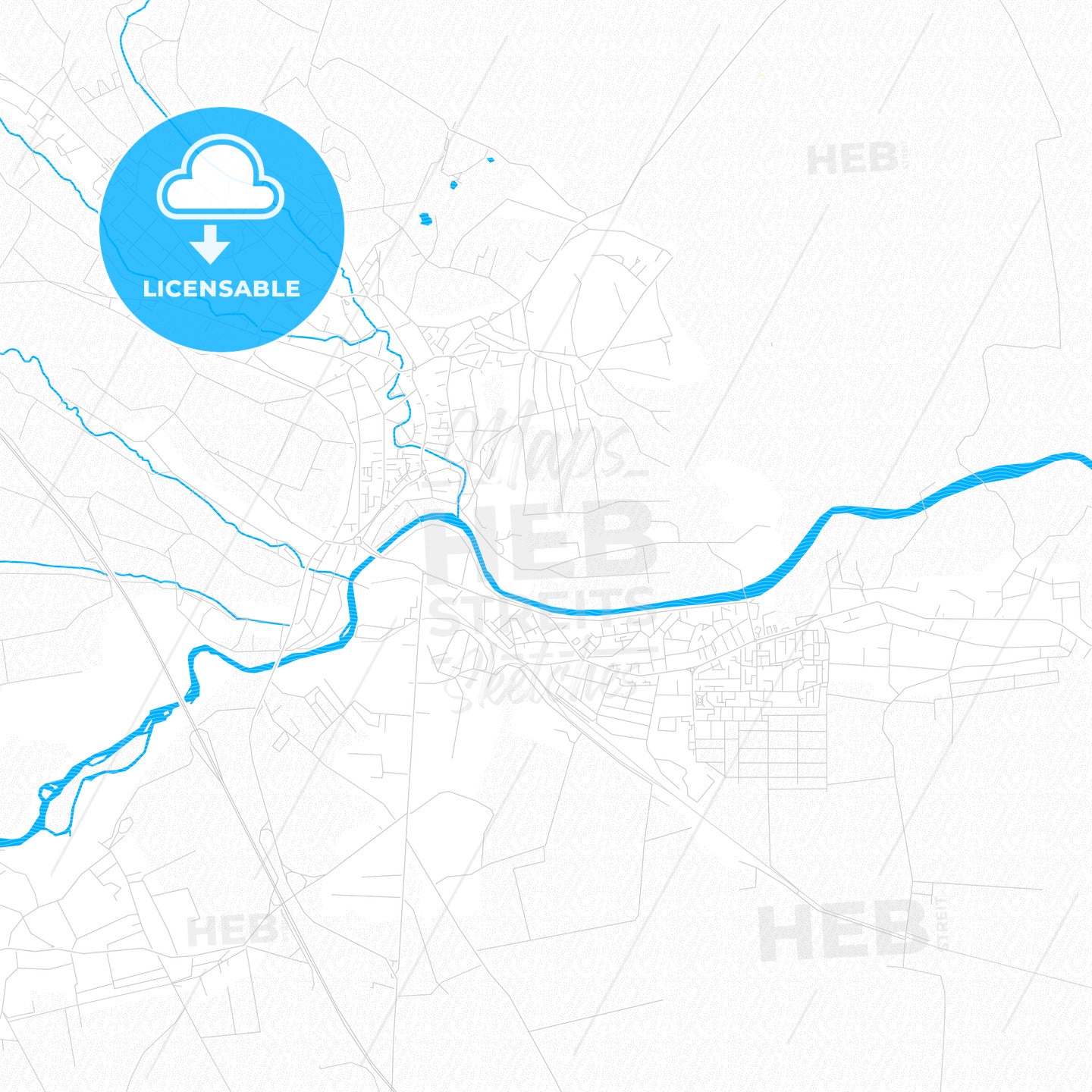 Turda, Romania PDF vector map with water in focus