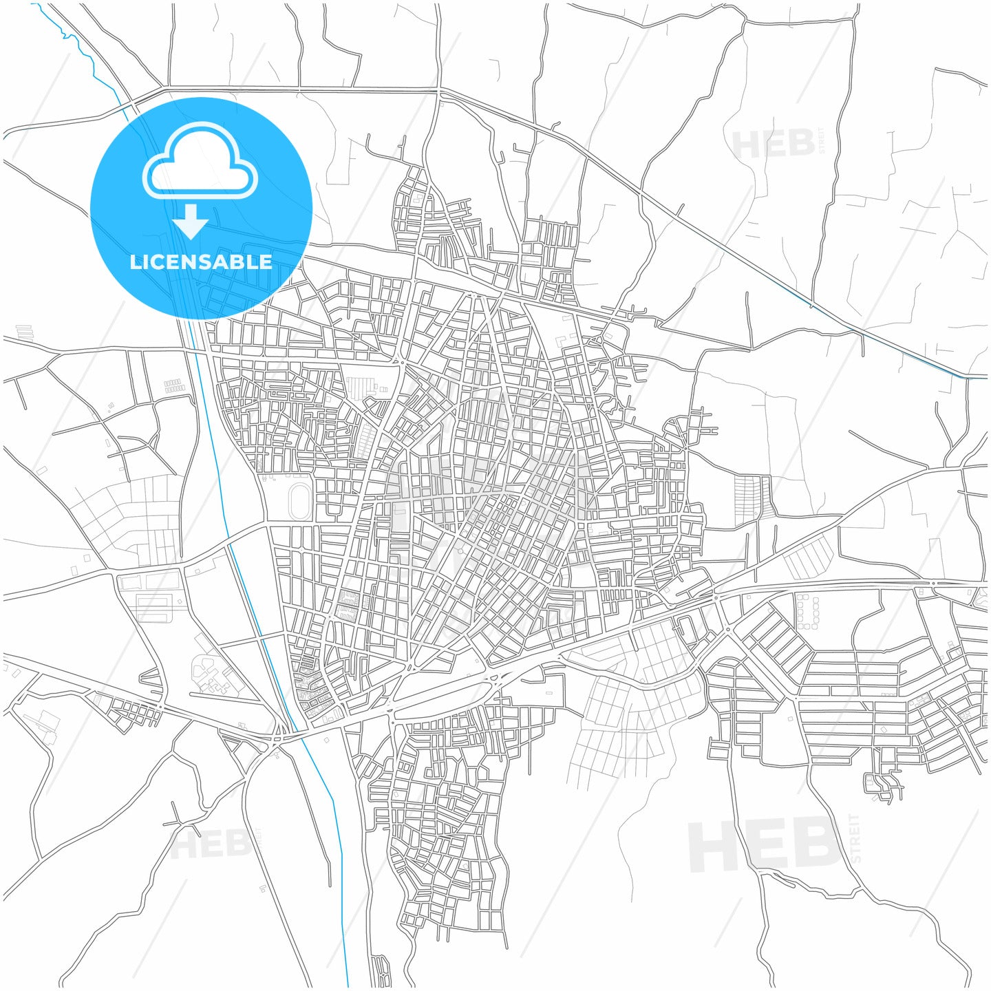 Turgutlu, Manisa, Turkey, city map with high quality roads.