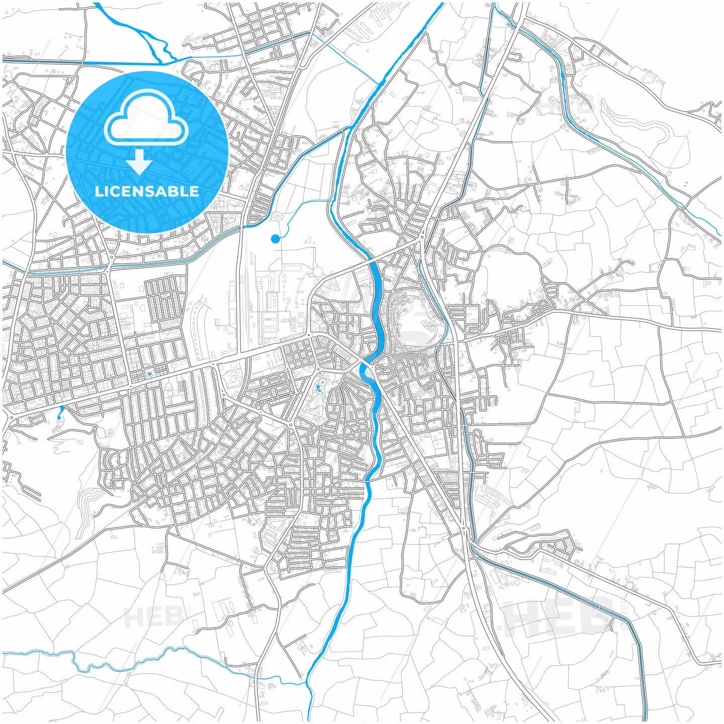 Turhal, Tokat, Turkey, city map with high quality roads.