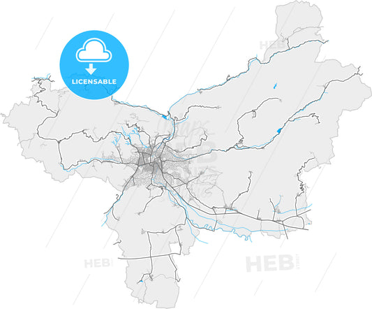 Turhal, Tokat, Turkey, high quality vector map