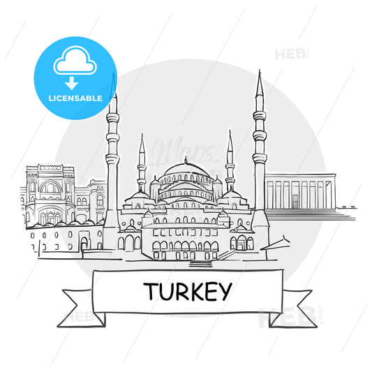 Turkey hand-drawn urban vector sign – instant download