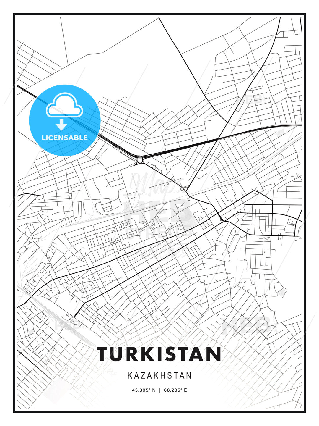 Turkistan, Kazakhstan, Modern Print Template in Various Formats - HEBSTREITS Sketches