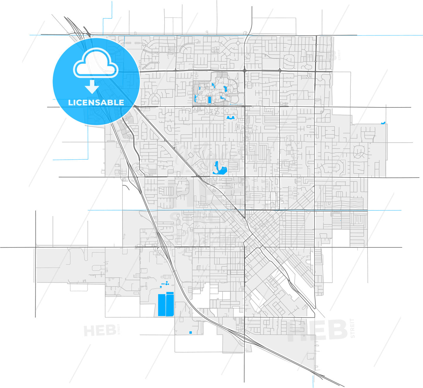 Turlock, California, United States, high quality vector map