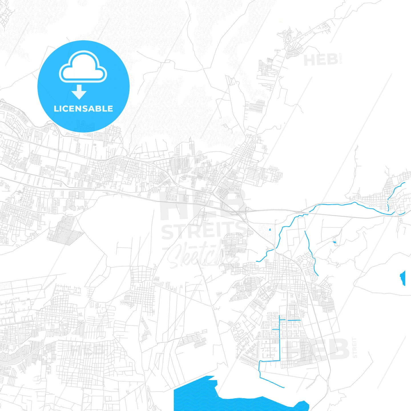 Turmero, Venezuela PDF vector map with water in focus