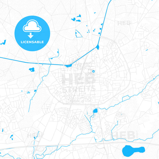 Turnhout, Belgium PDF vector map with water in focus