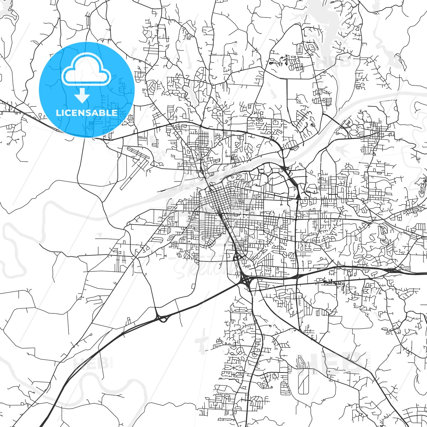 Tuscaloosa, Alabama - Area Map - Light