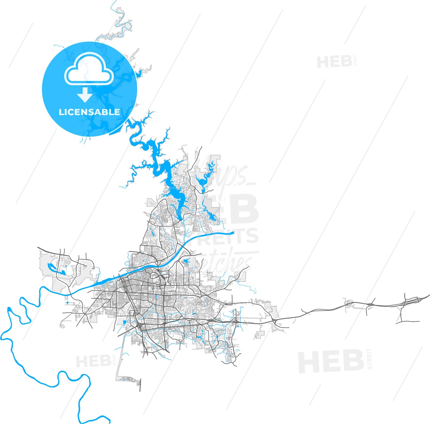 Tuscaloosa, Alabama, United States, high quality vector map