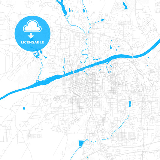 Tuscaloosa, Alabama, United States, PDF vector map with water in focus