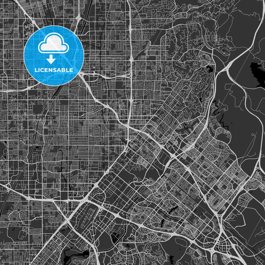 Tustin, California - Area Map - Dark