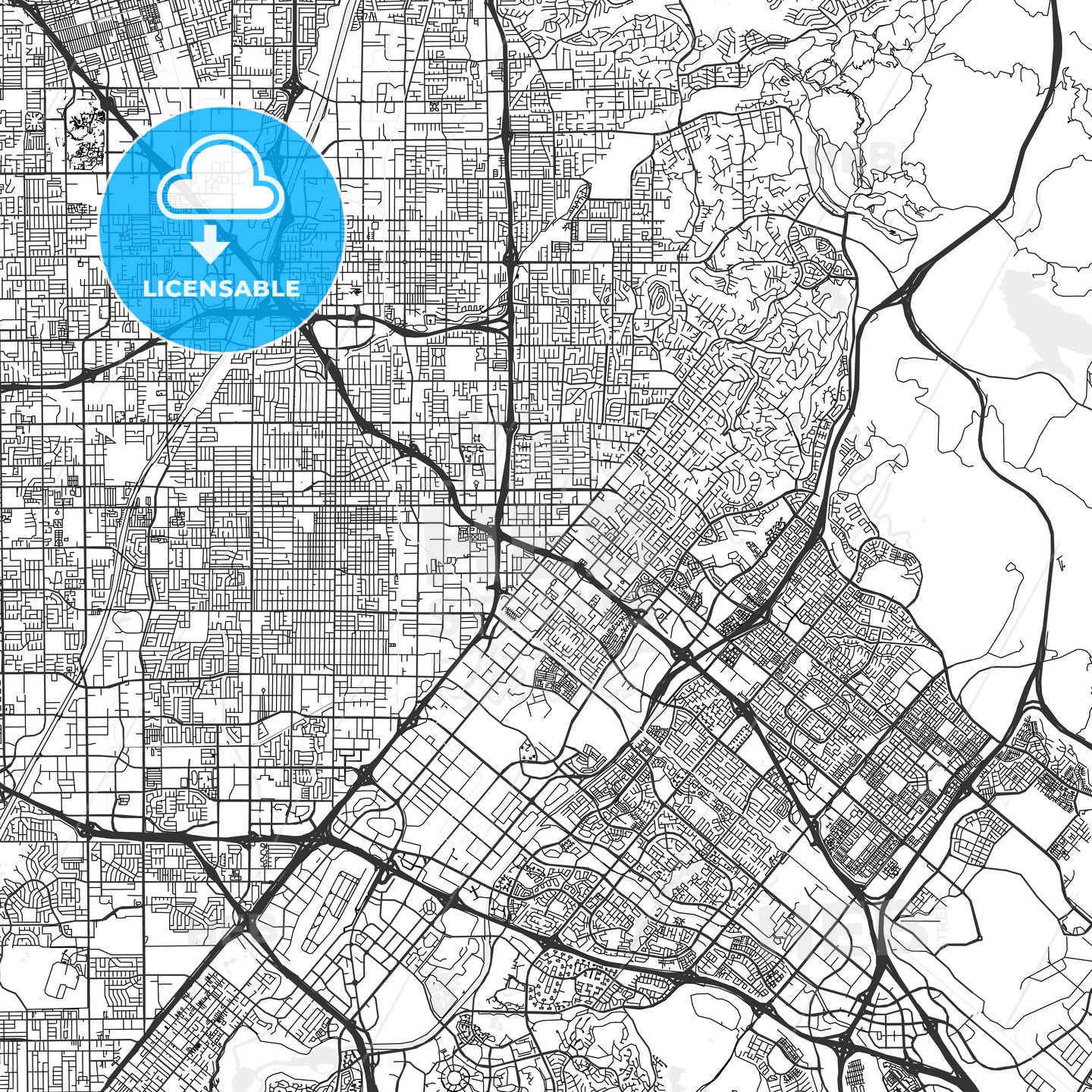 Tustin, California - Area Map - Light