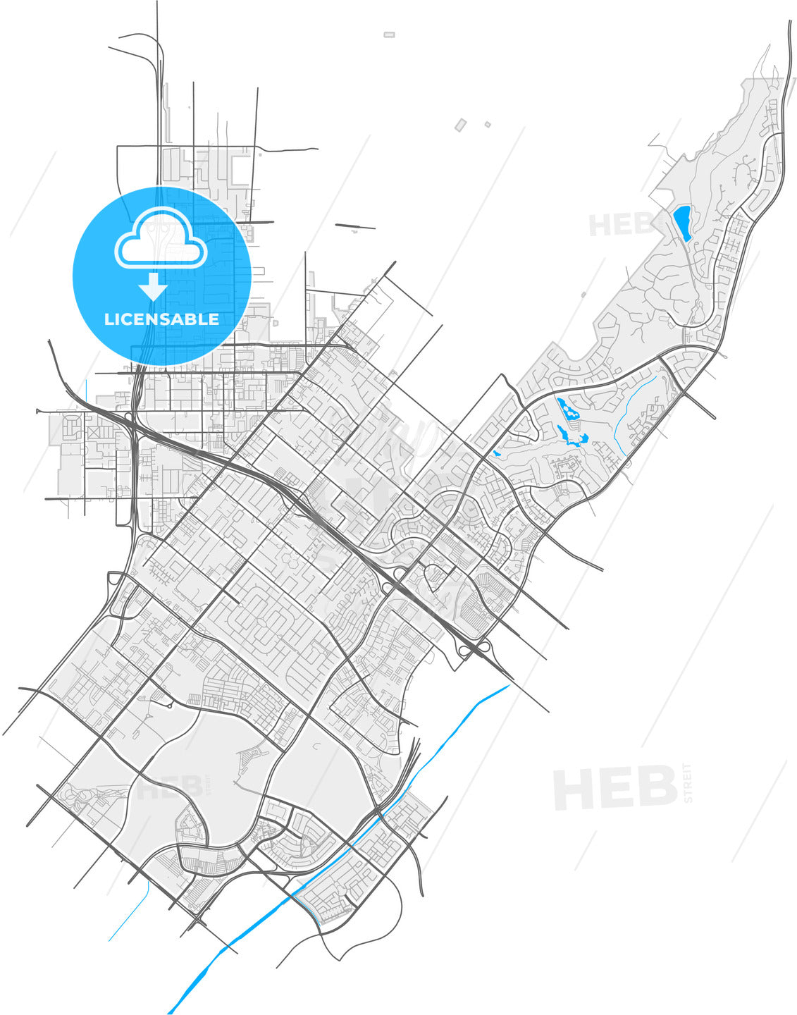 Tustin, California, United States, high quality vector map