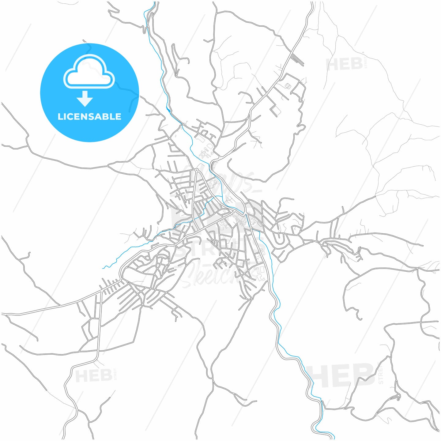 Tutin, Raška, Serbia, city map with high quality roads.