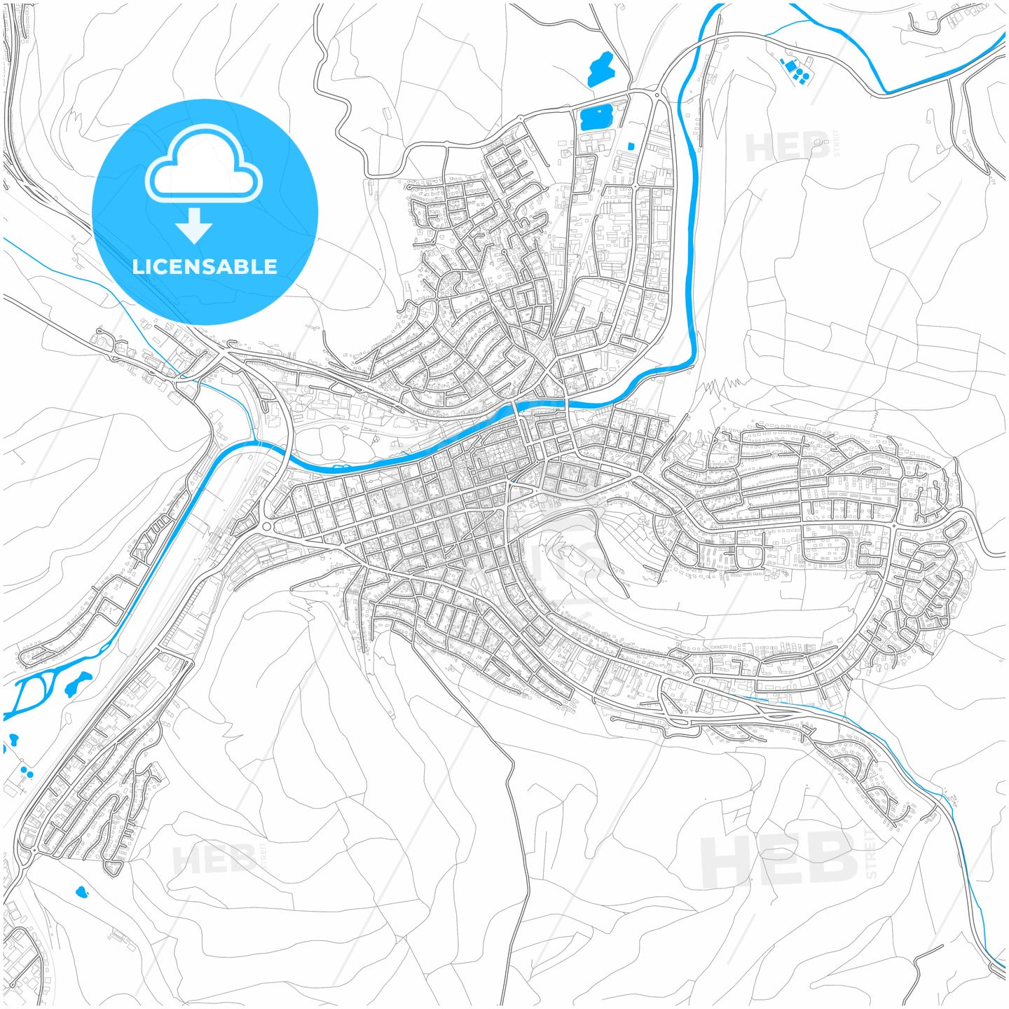 Tuttlingen, Baden-Wuerttemberg, Germany, city map with high quality roads.