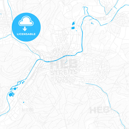 Tuttlingen, Germany PDF vector map with water in focus