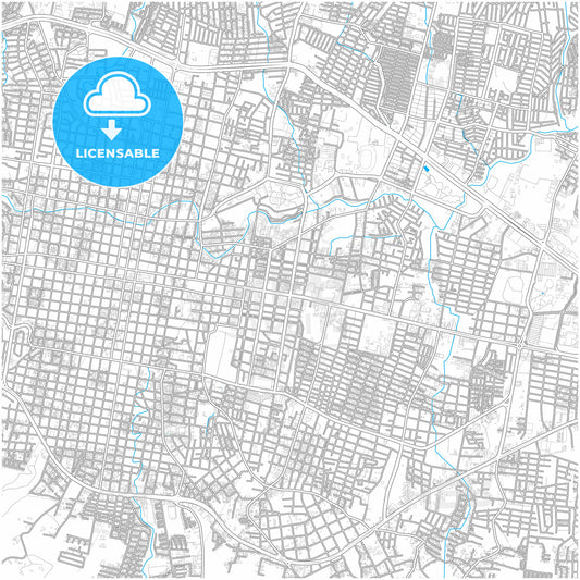 Tuxtla Gutiérrez, Chiapas, Mexico, city map with high quality roads.