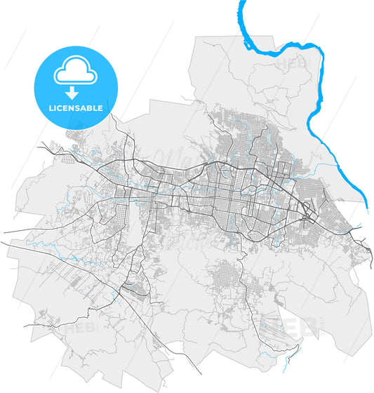 Tuxtla Gutiérrez, Chiapas, Mexico, high quality vector map