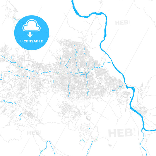 Tuxtla Gutiérrez, Mexico PDF vector map with water in focus