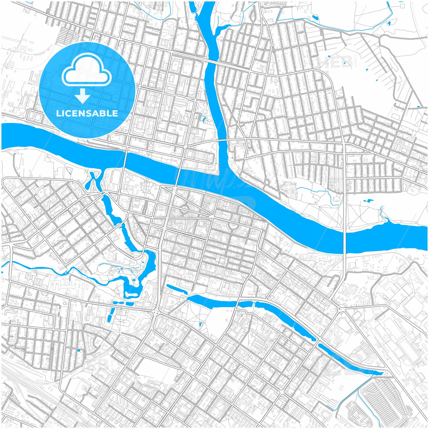 Tver, Tver Oblast, Russia, city map with high quality roads.