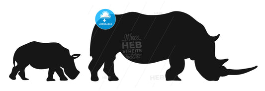 Two Rhinoceroses Silhouettes – instant download
