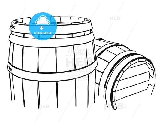 Two Vine Barrels Rough Sketched – instant download