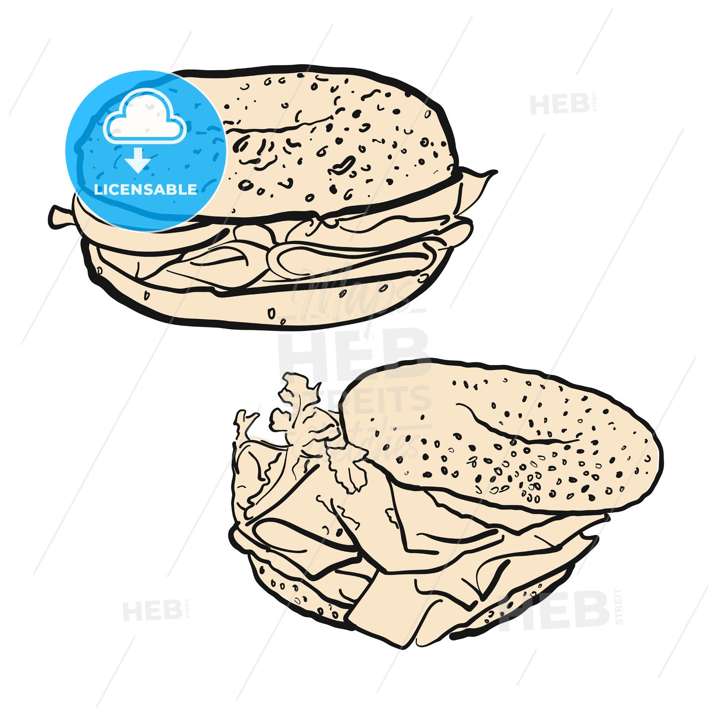 Two bagels, illustration – instant download