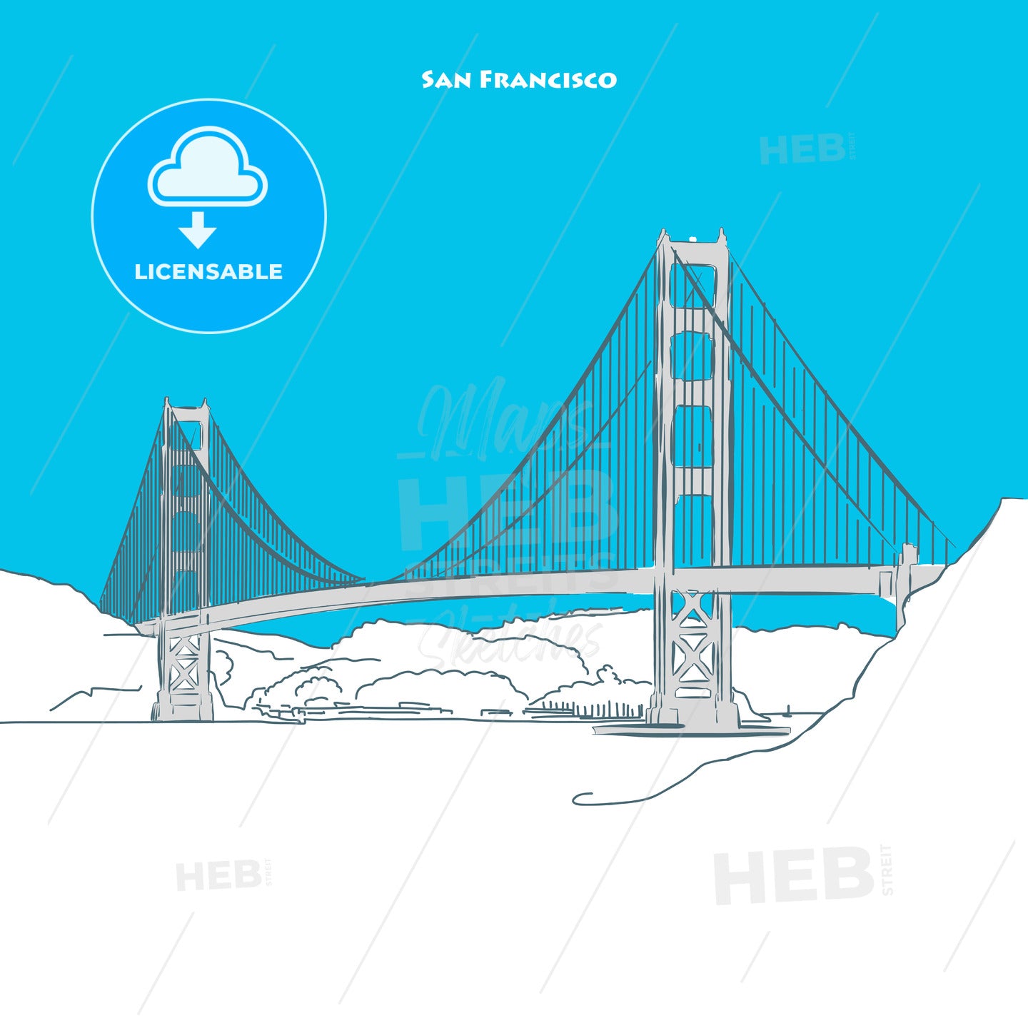 Two-toned landmark of Golden Gate Bridge – instant download