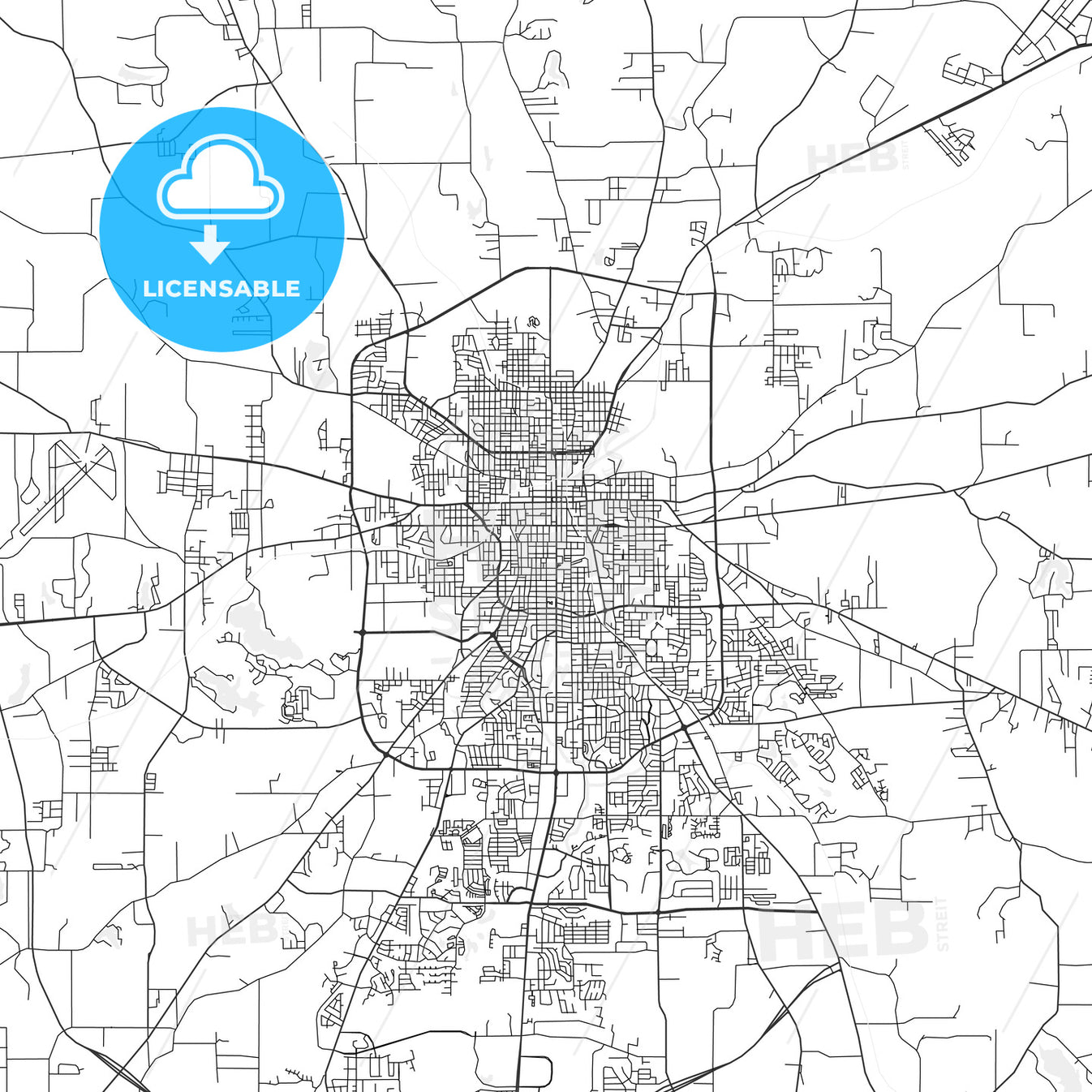 Tyler, Texas Area Map Light HEBSTREITS