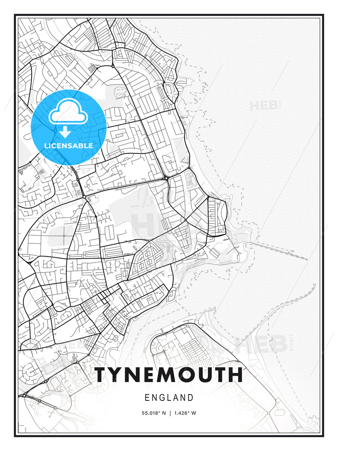 Tynemouth, England, Modern Print Template in Various Formats - HEBSTREITS Sketches