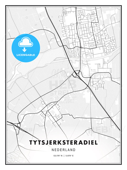 Tytsjerksteradiel, Netherlands, Modern Print Template in Various Formats - HEBSTREITS Sketches