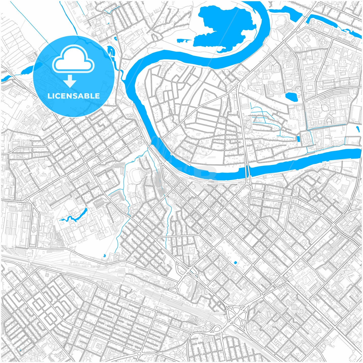 Tyumen, Tyumen Oblast, Russia, city map with high quality roads.