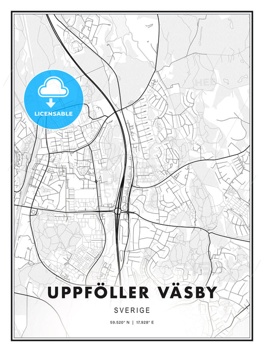 UPPFÖLLER VÄSBY / Upplands Väsby, Sweden, Modern Print Template in Various Formats - HEBSTREITS Sketches
