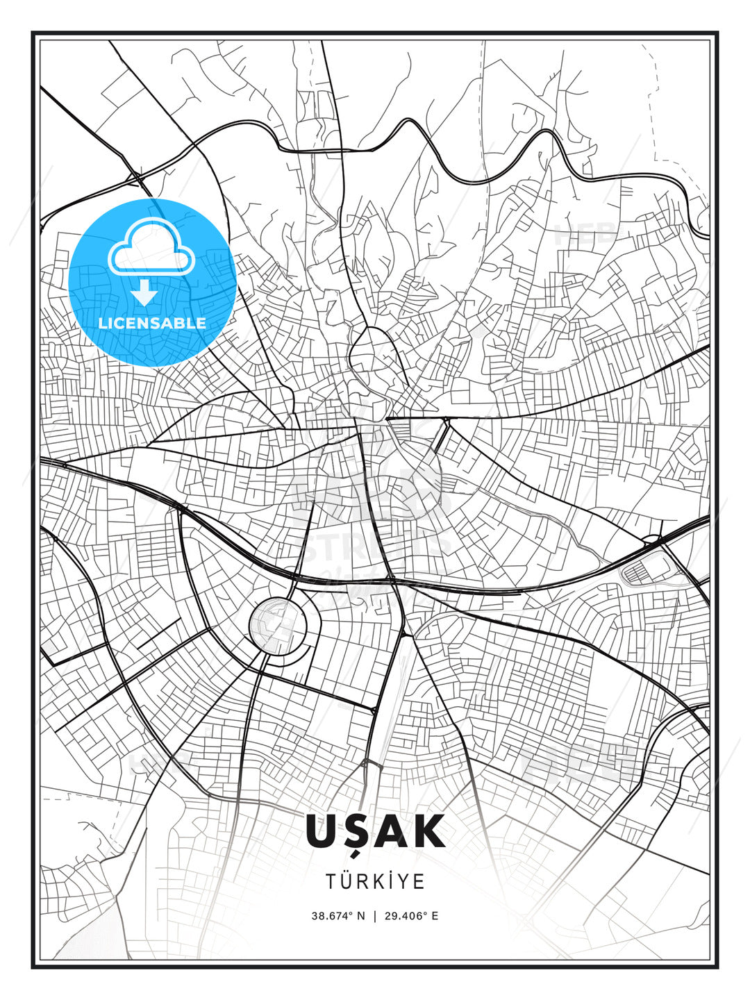 Uşak, Turkey, Modern Print Template in Various Formats - HEBSTREITS Sketches