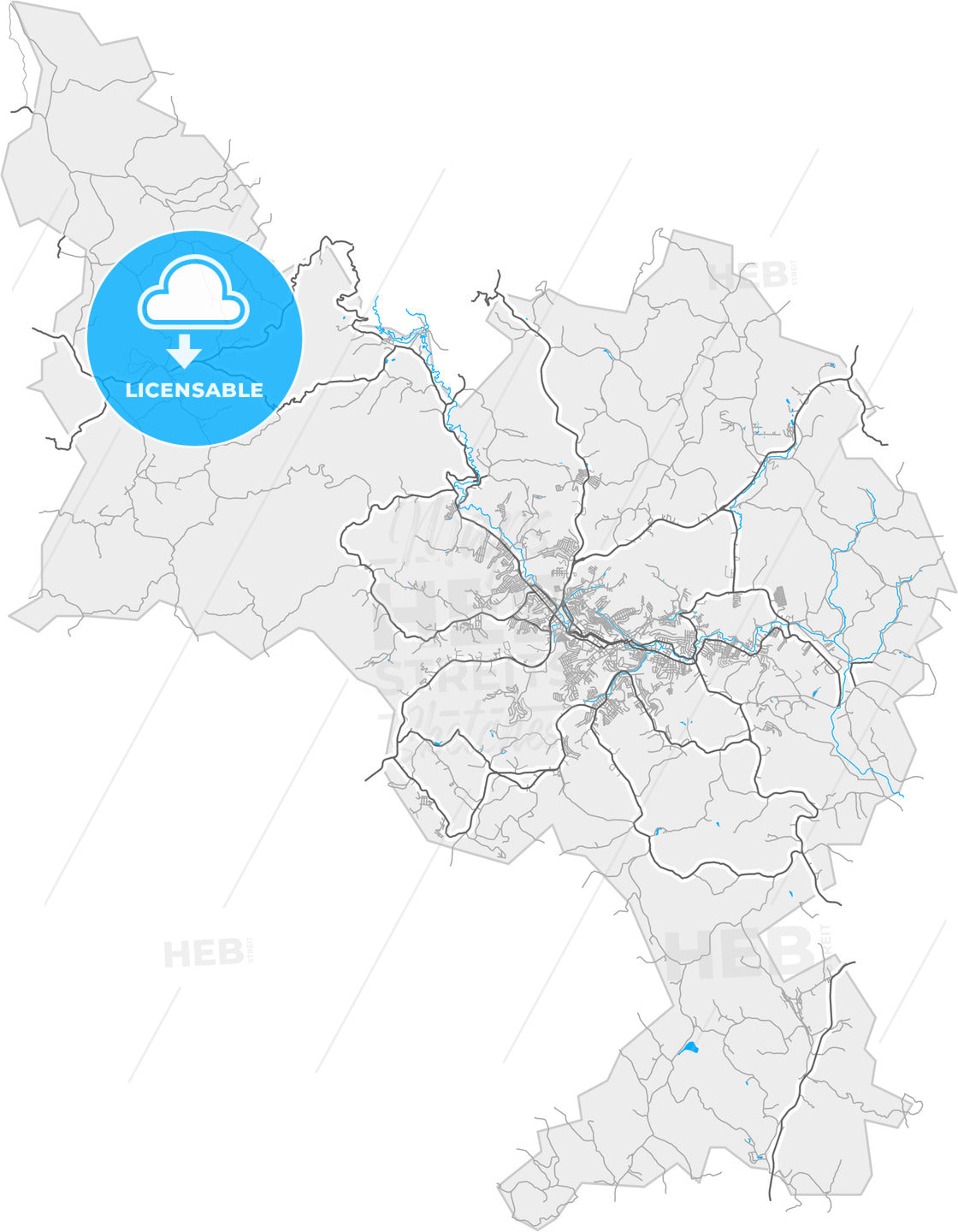 Uba, Brazil, high quality vector map