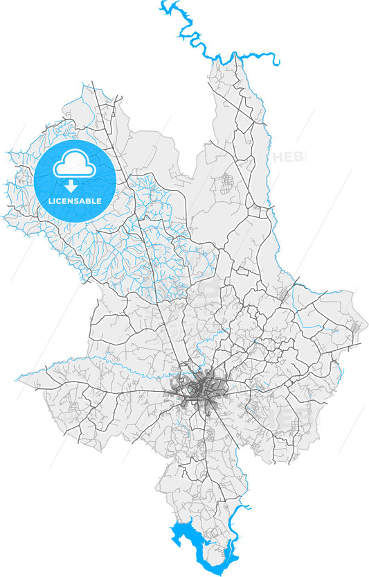 Uberaba, Brazil, high quality vector map