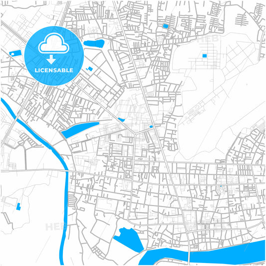 Ubon Ratchathani, Ubon Ratchathani, Thailand, city map with high quality roads.