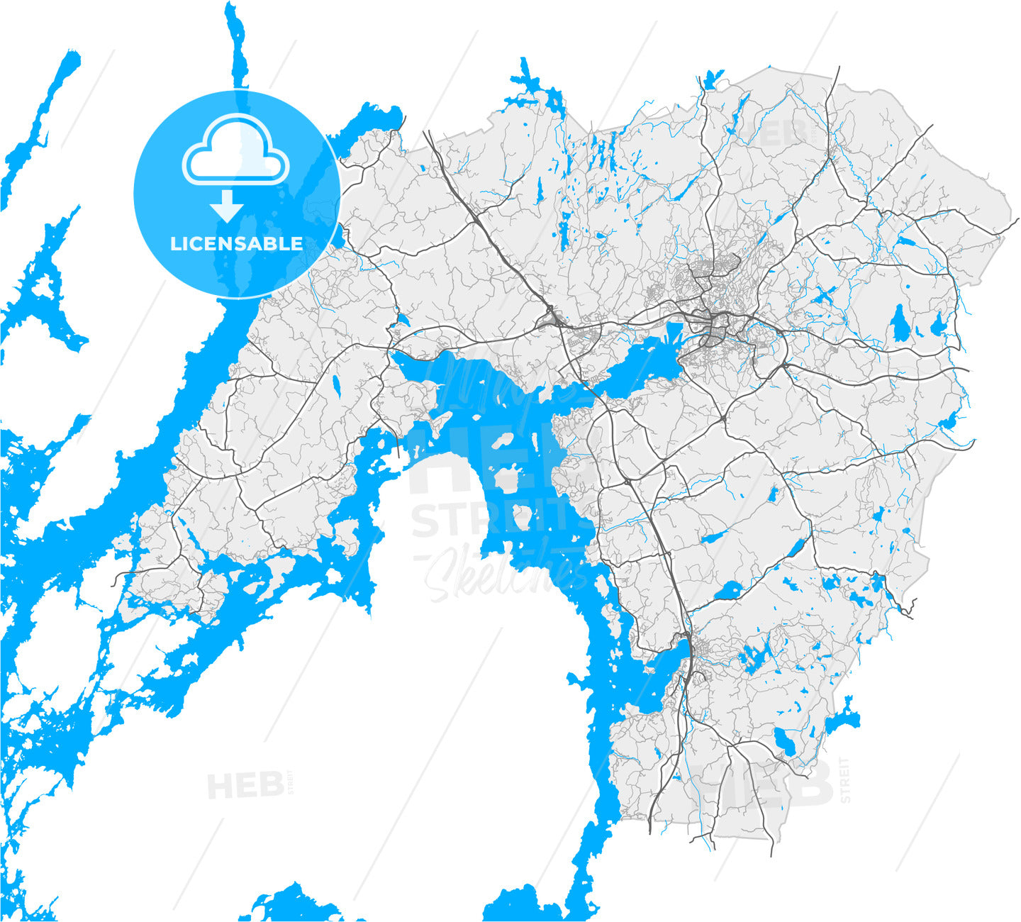 Uddevalla, Sweden, high quality vector map