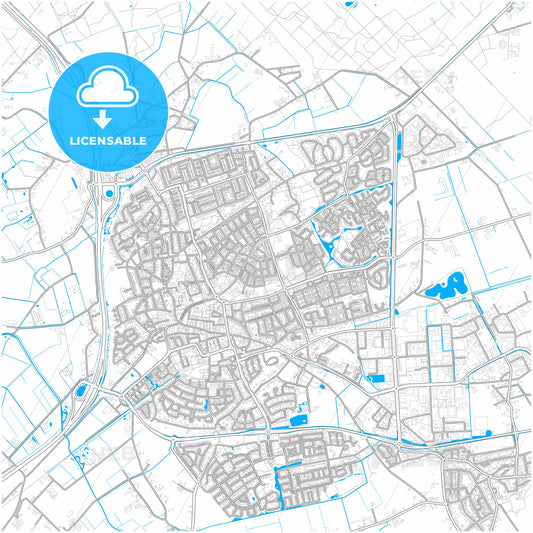 Uden, North Brabant, Netherlands, city map with high quality roads.